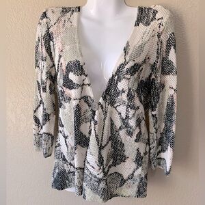 Nic + Zoe Luxury Silk Cotton Floral Open Knit Garden Girl Cardigan Size P/L